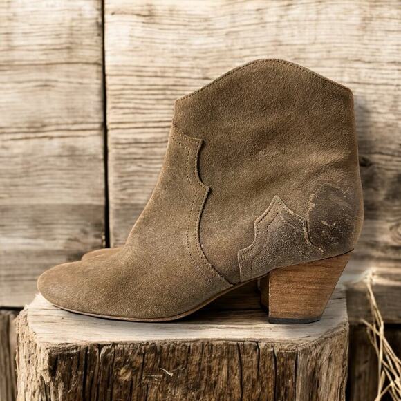 Isabel Marant Dicker Boots Womens Suede Zip Ankle Booties Heel Euro Size 36 - Picture 1 of 9